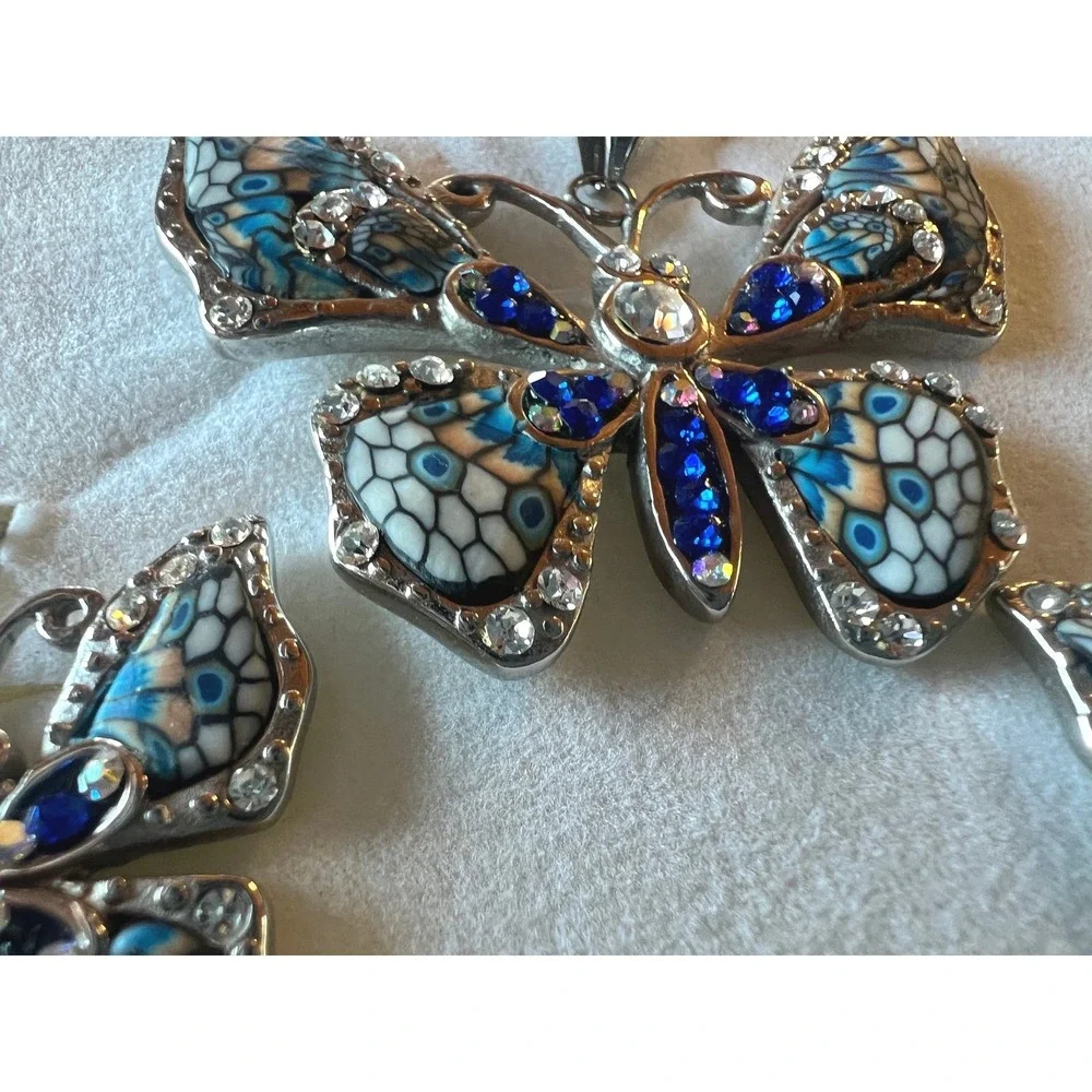 SS Butterfly Necklace Earring Set 22